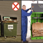 Mejoras de la gestión de residuos de cartón con prensa compactadora.