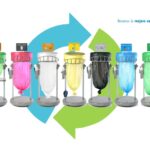 Bastidores de bolsa de basura industrial Longopac en varios colores con símbolo reciclaje LEANpio.